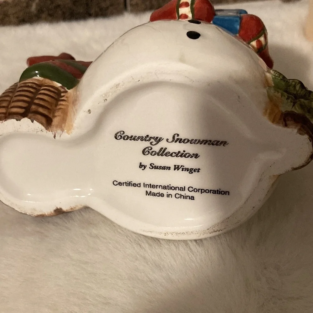 Ceramic Snowman Taper Candlestick Holders